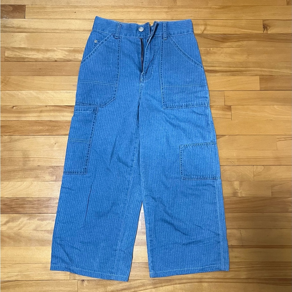 Blue Denim Wide-Leg Pants